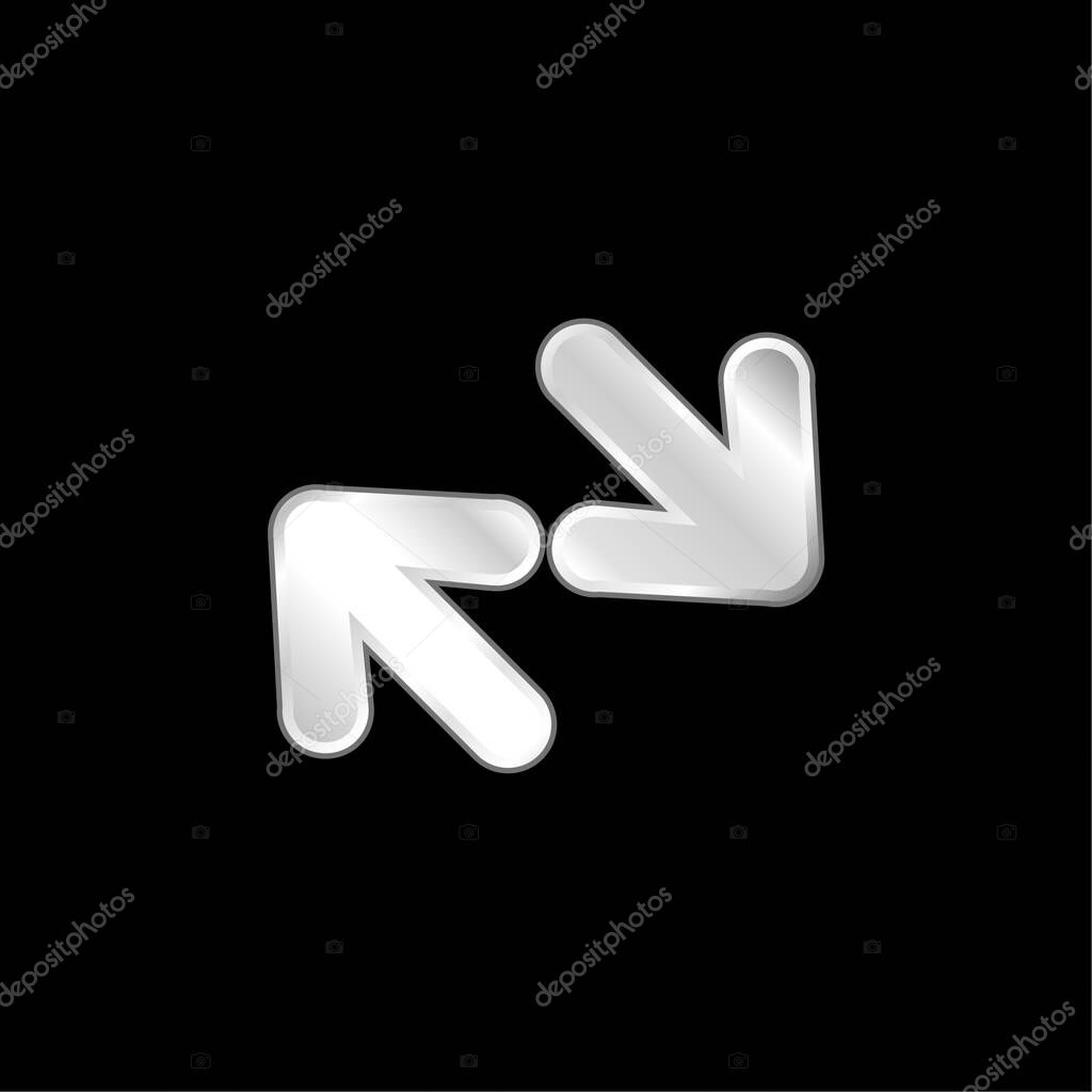 Arrows Couple Of Diagonal Opposite silver plated metallic icon