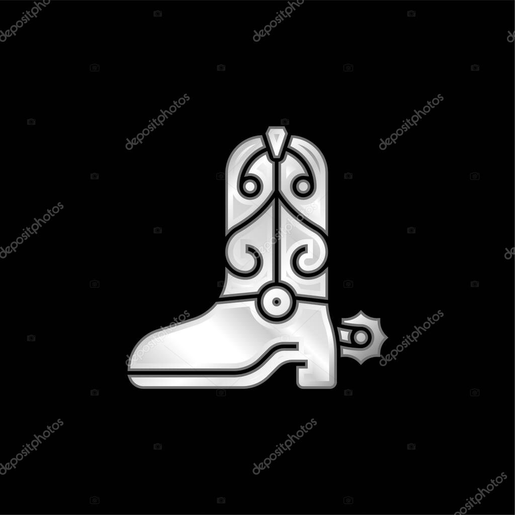 Boot silver plated metallic icon