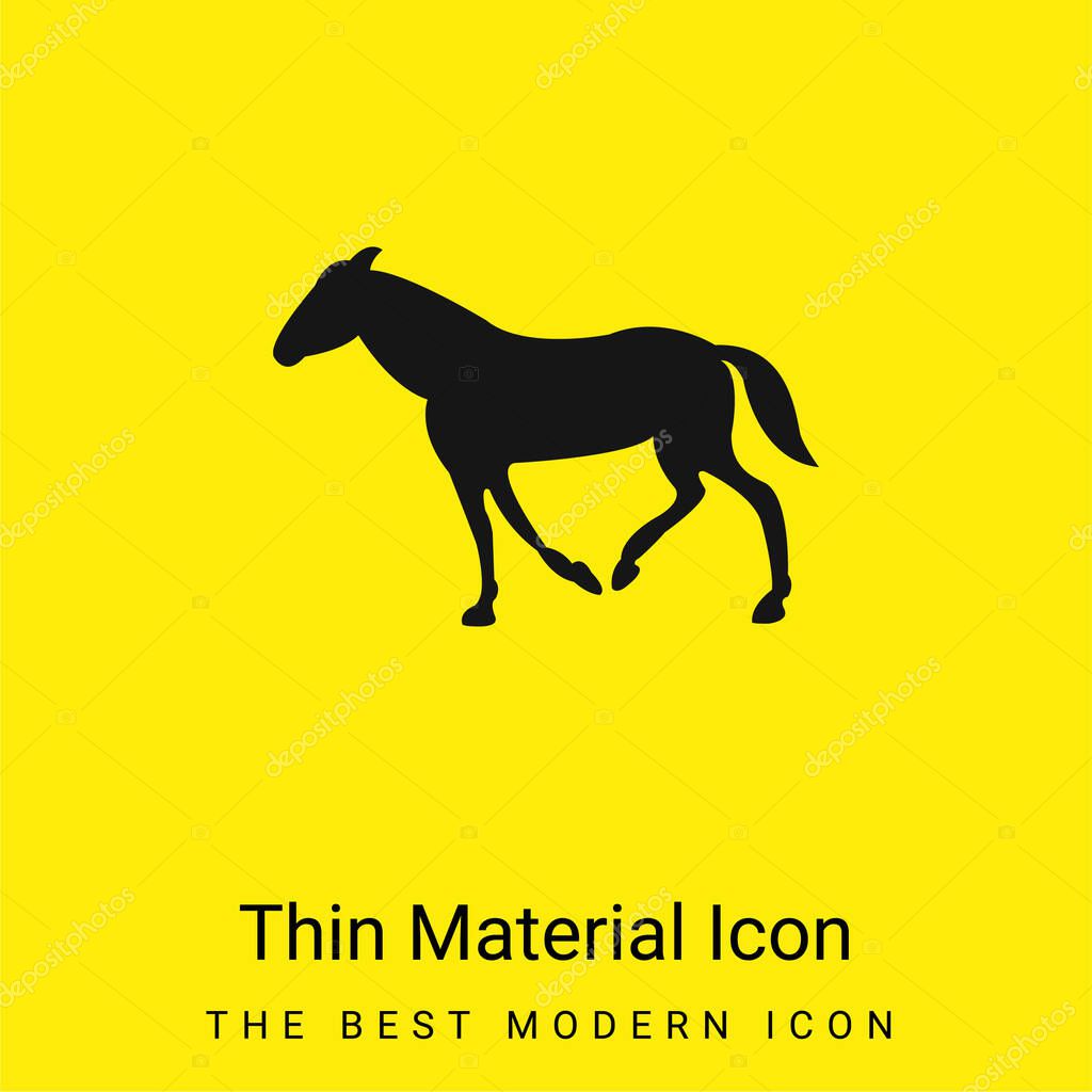 Black Walking Horse With Tail Down minimal bright yellow material icon