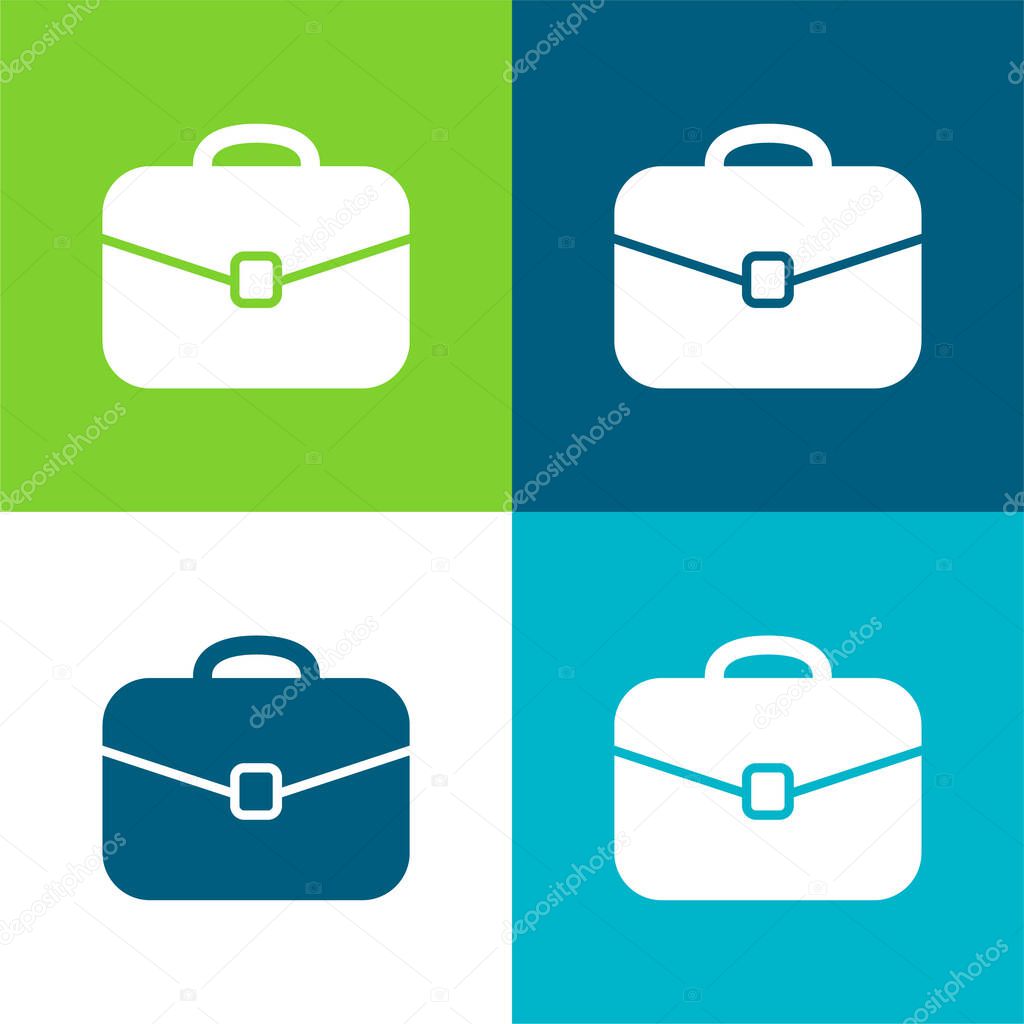 Black Rounded Suitcase Tool Flat four color minimal icon set
