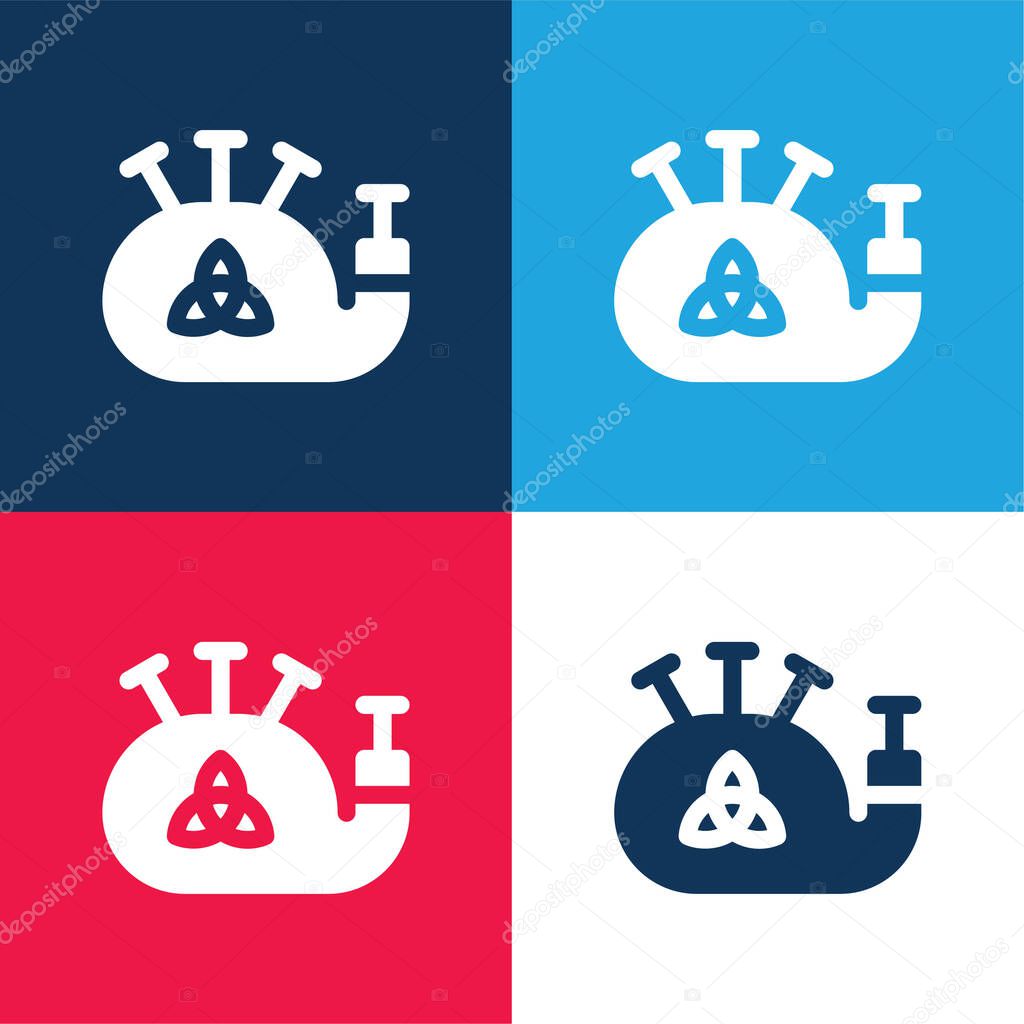 Bagpipe blue and red four color minimal icon set