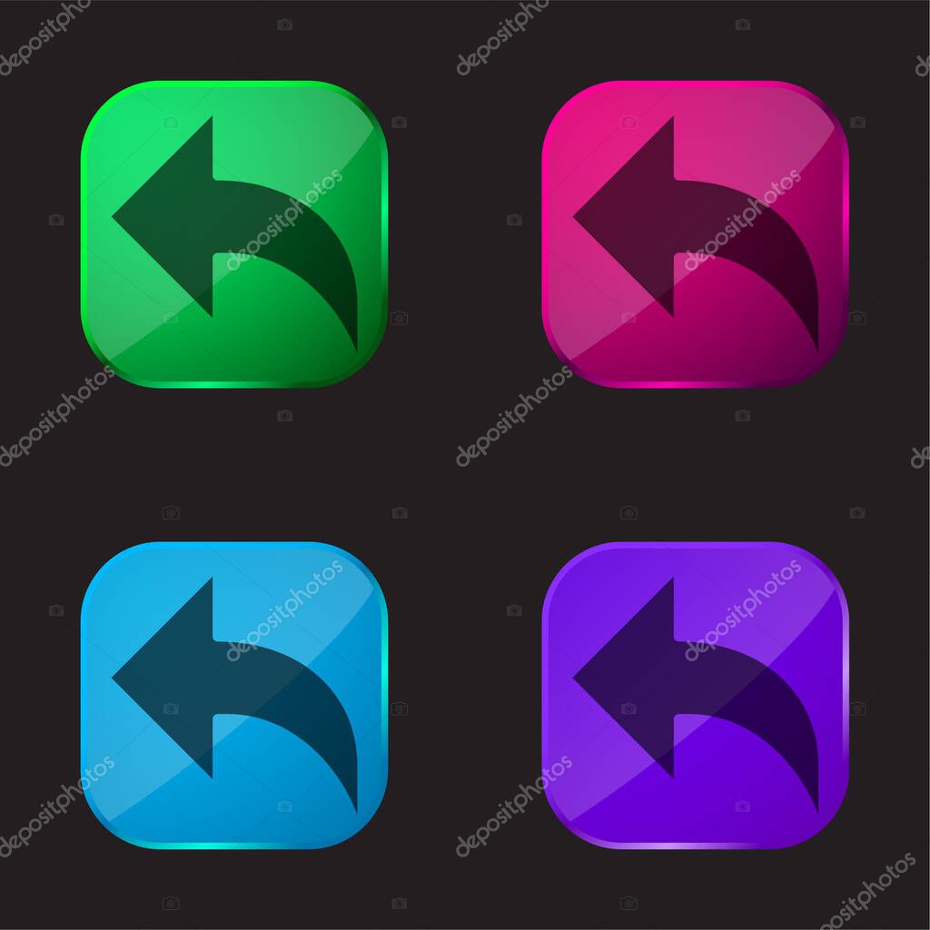 Arrow four color glass button icon