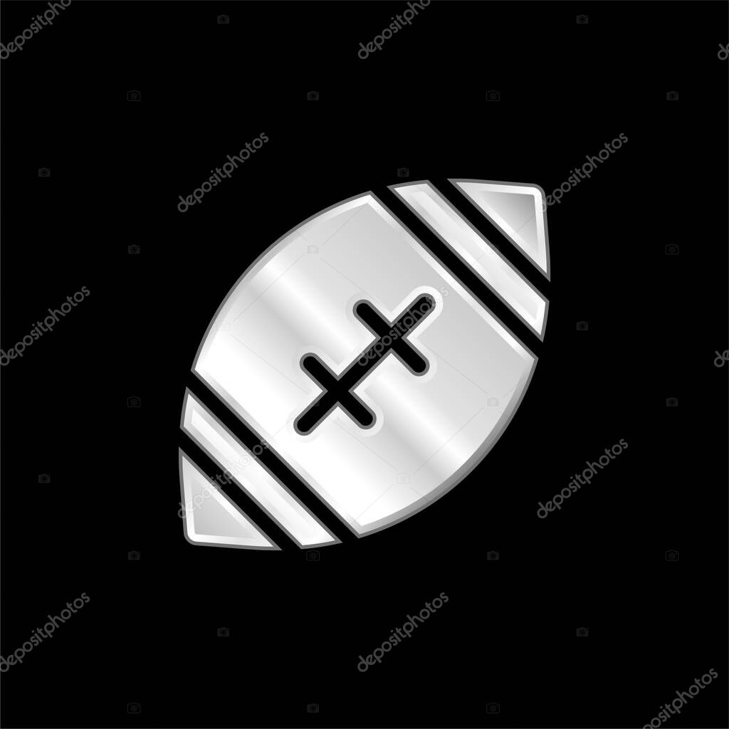 American Football silver plated metallic icon