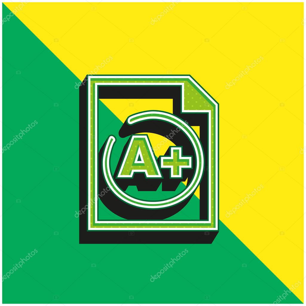 A Plus Best Test Result Green and yellow modern 3d vector icon logo