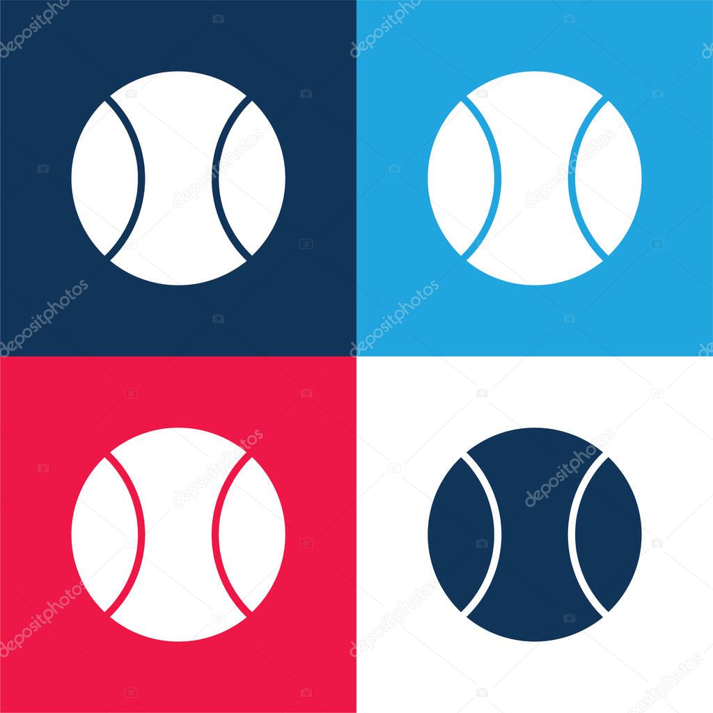 Big Tennis Ball blue and red four color minimal icon set