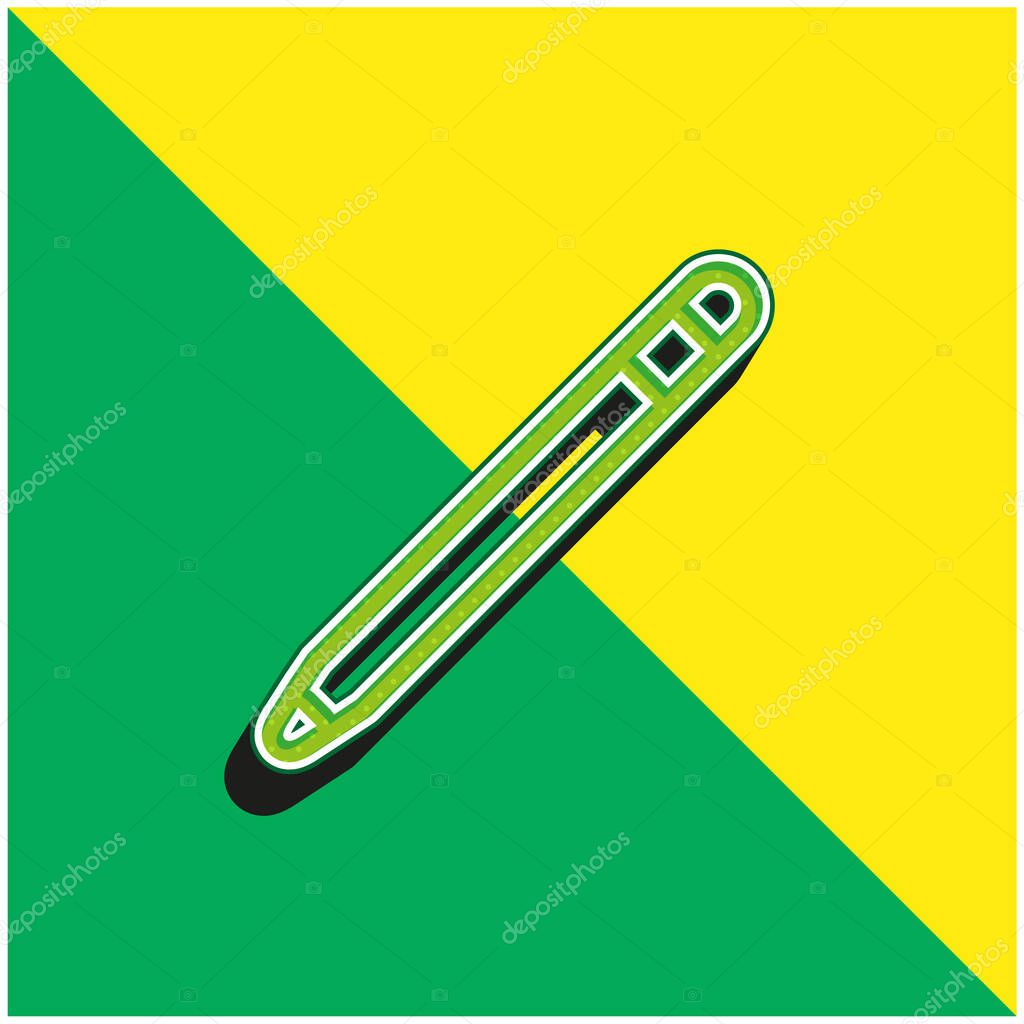 Apple Pencil Green and yellow modern 3d vector icon logo