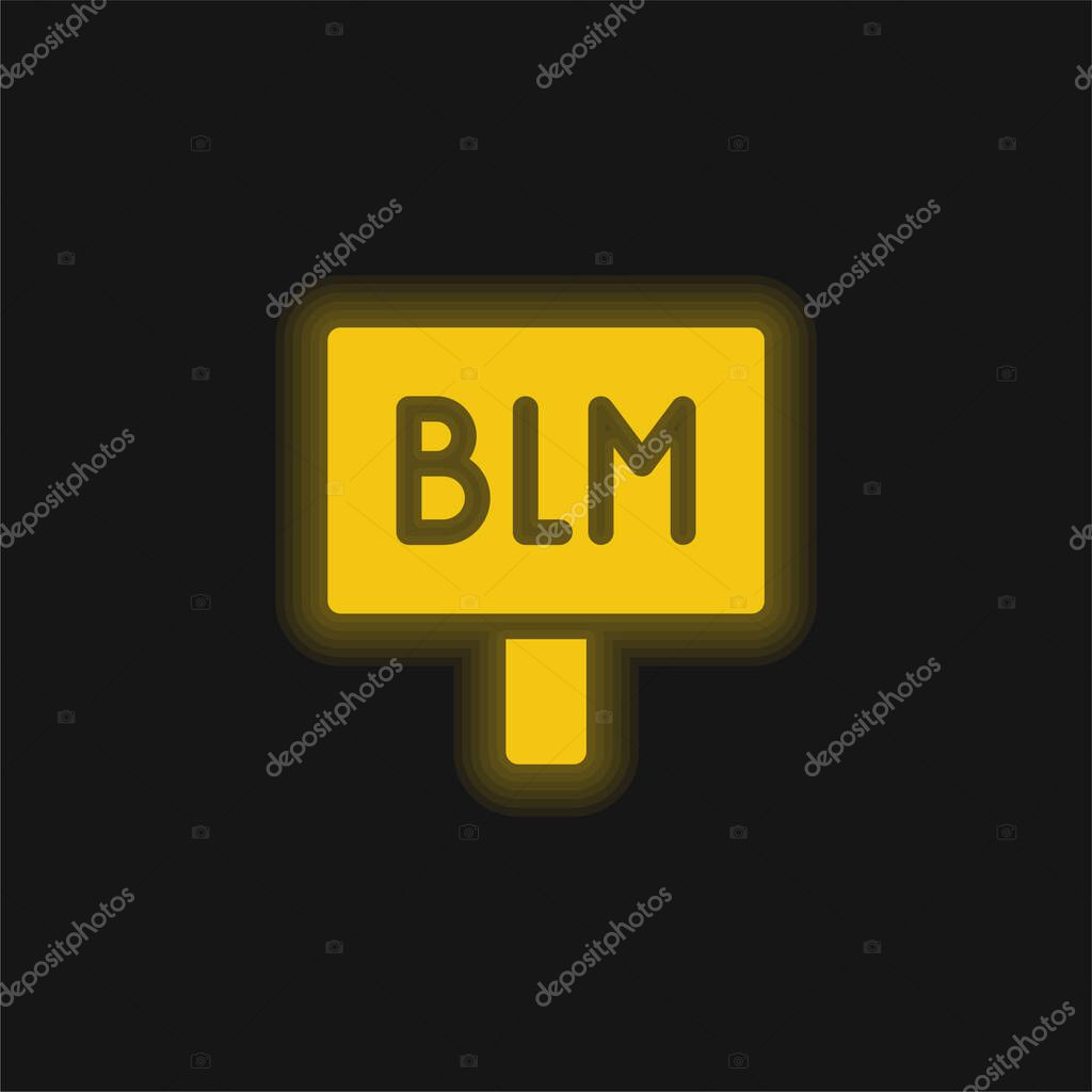Black Lives Matter yellow glowing neon icon
