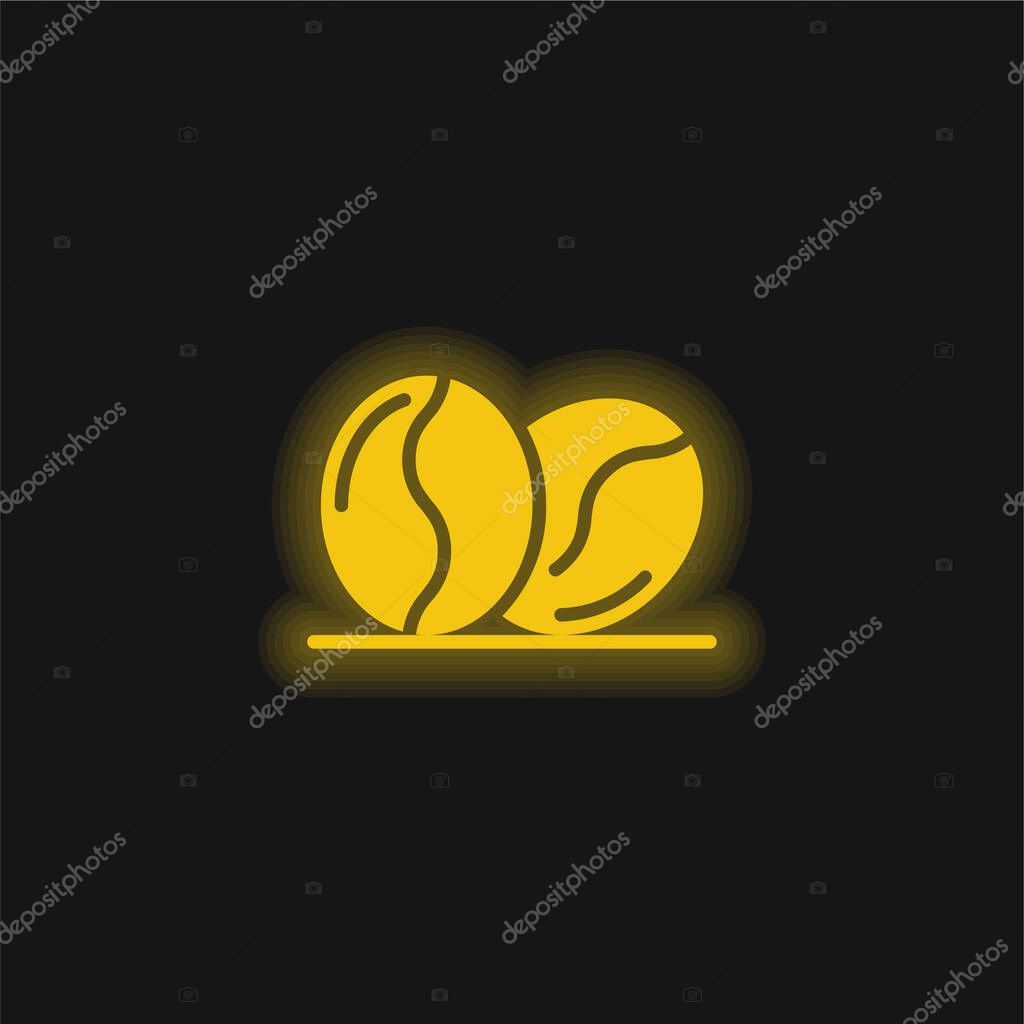 Beans yellow glowing neon icon