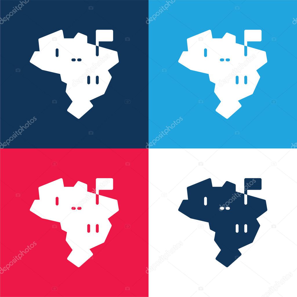 Brazil blue and red four color minimal icon set