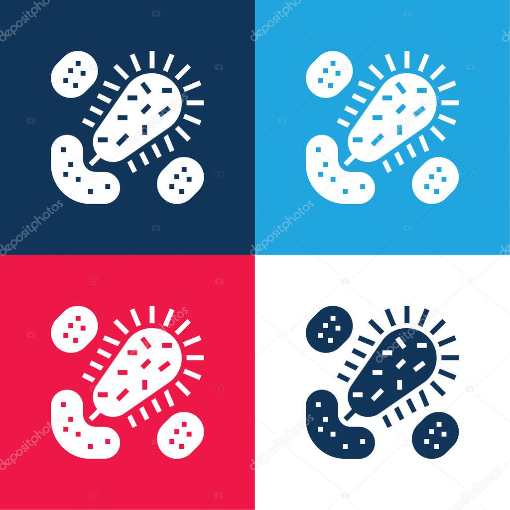 Bacteria blue and red four color minimal icon set
