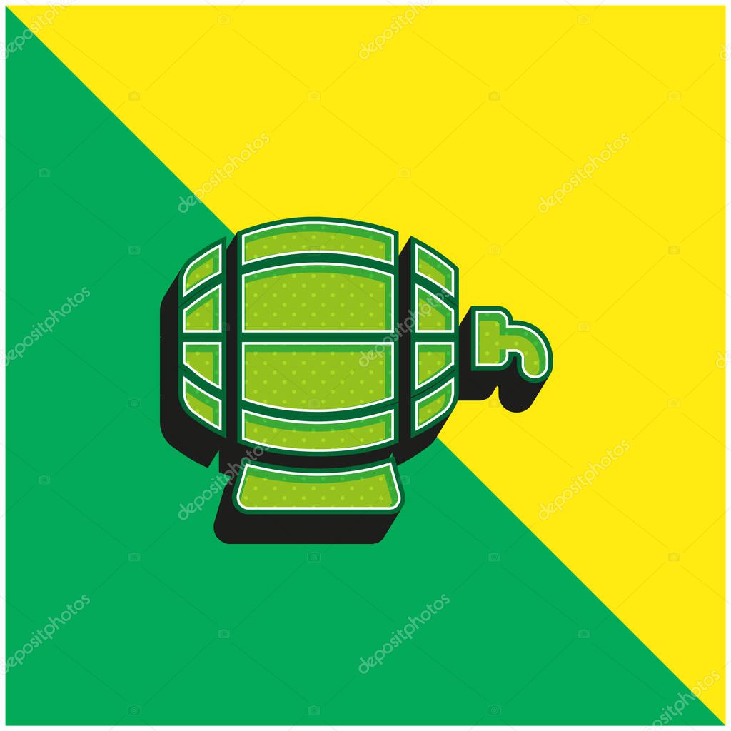Beer Barrel Green and yellow modern 3d vector icon logo