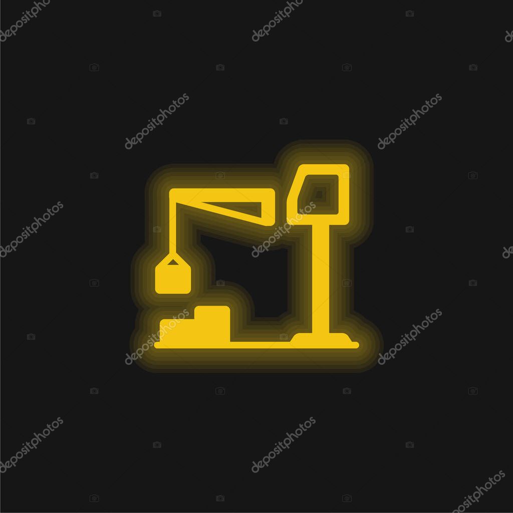 Big Derrick With Boxes yellow glowing neon icon