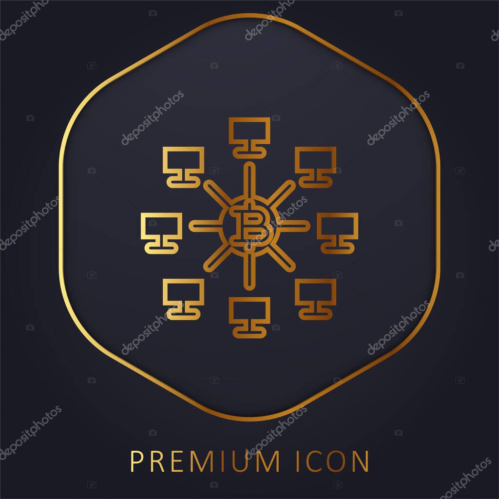 Bitcoins golden line premium logo or icon