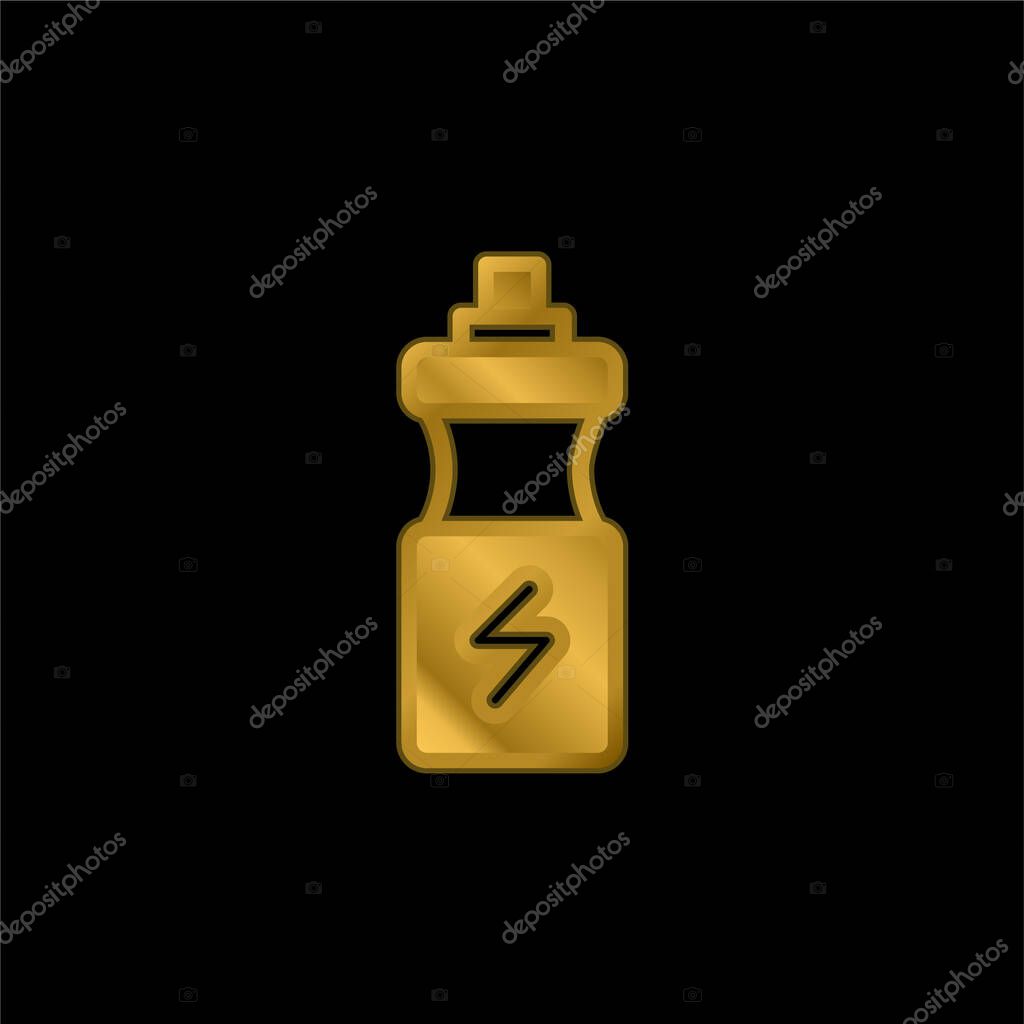 Bottle gold plated metalic icon or logo vector