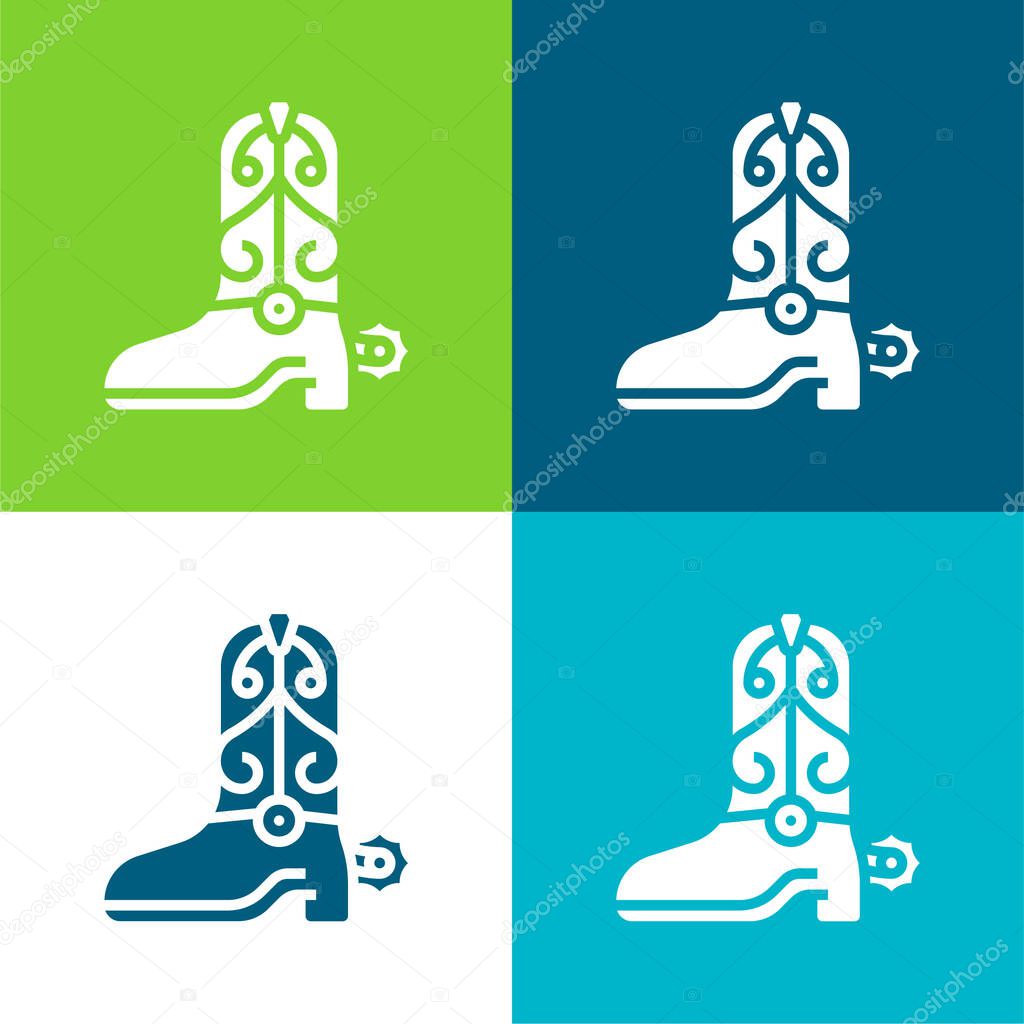 Boot Flat four color minimal icon set