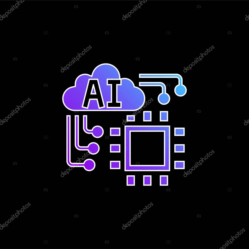 Artificial Intelligence blue gradient vector icon