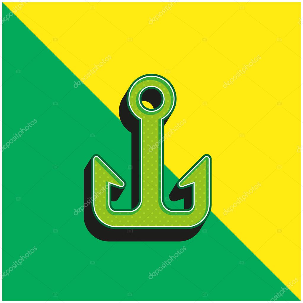 Anchor Green and yellow modern 3d vector icon logo