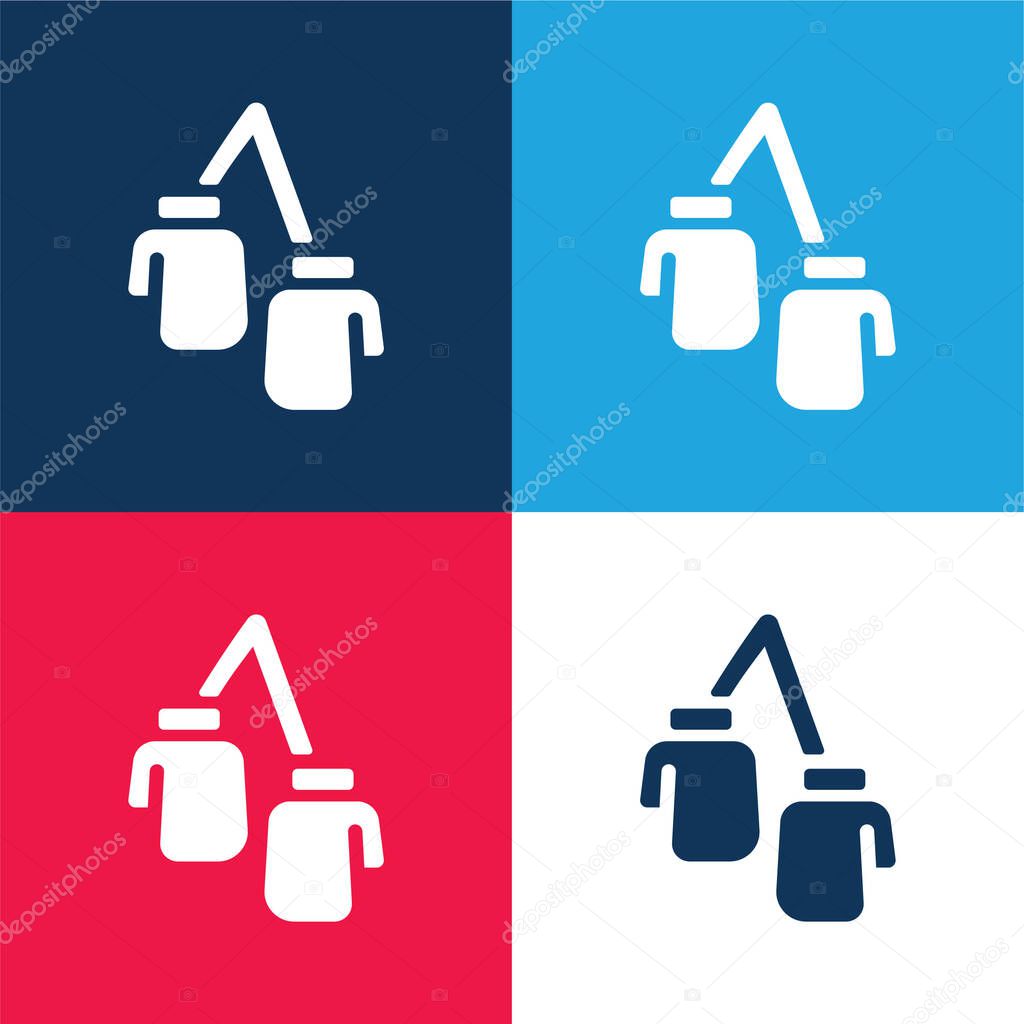 Boxing blue and red four color minimal icon set