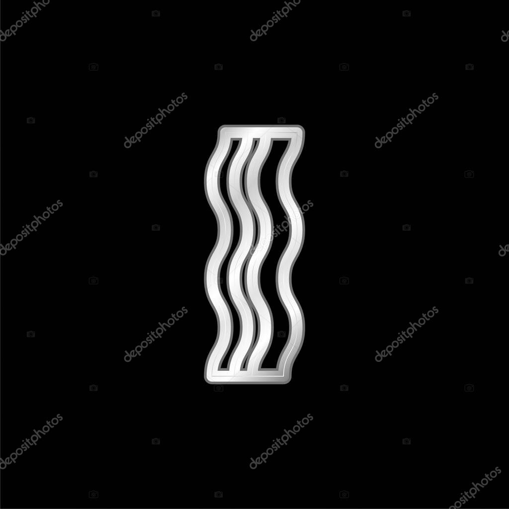 Bacon Strip silver plated metallic icon