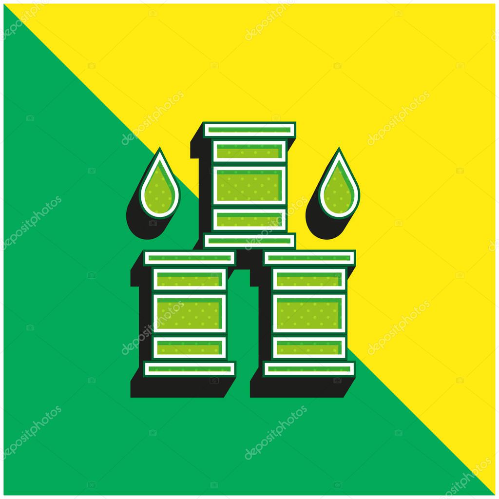 Barrel Green and yellow modern 3d vector icon logo