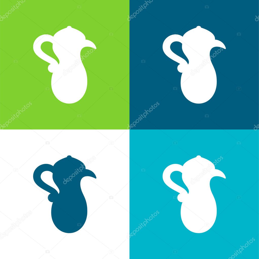 Arabic Teapot Flat four color minimal icon set