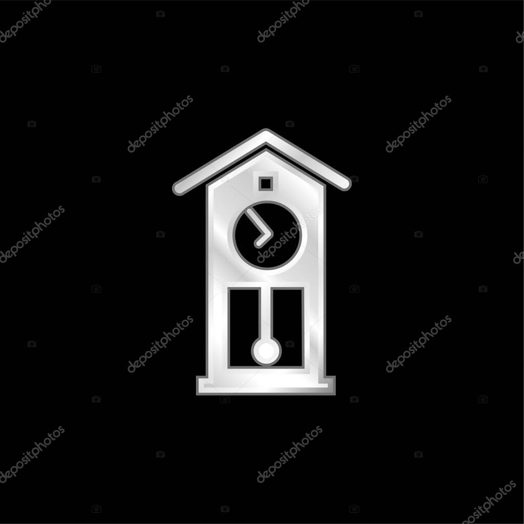 Antique Clock silver plated metallic icon