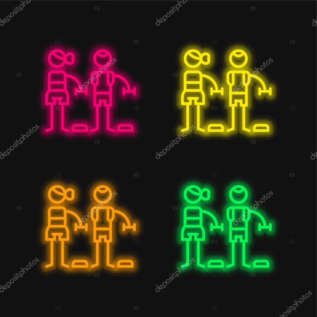 Bodypump four color glowing neon vector icon