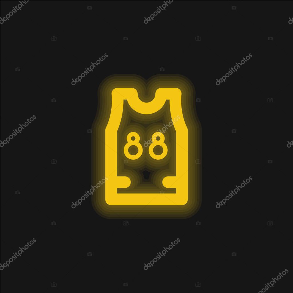 Basketball Jersey yellow glowing neon icon