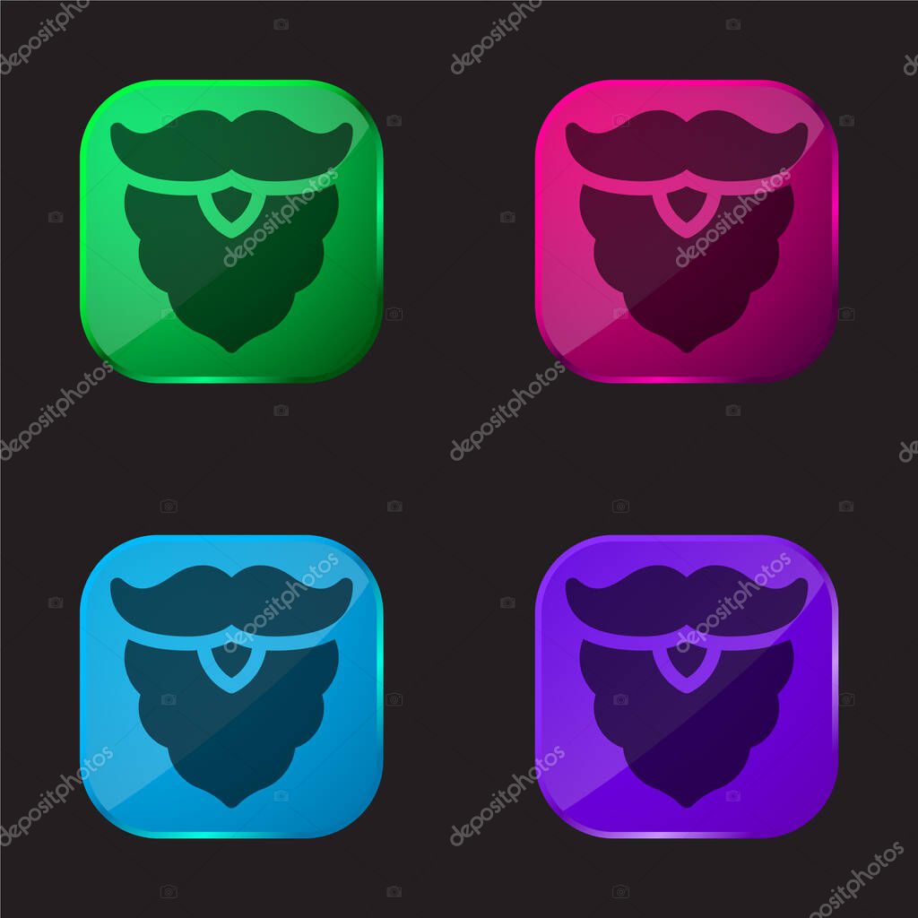 Beard four color glass button icon