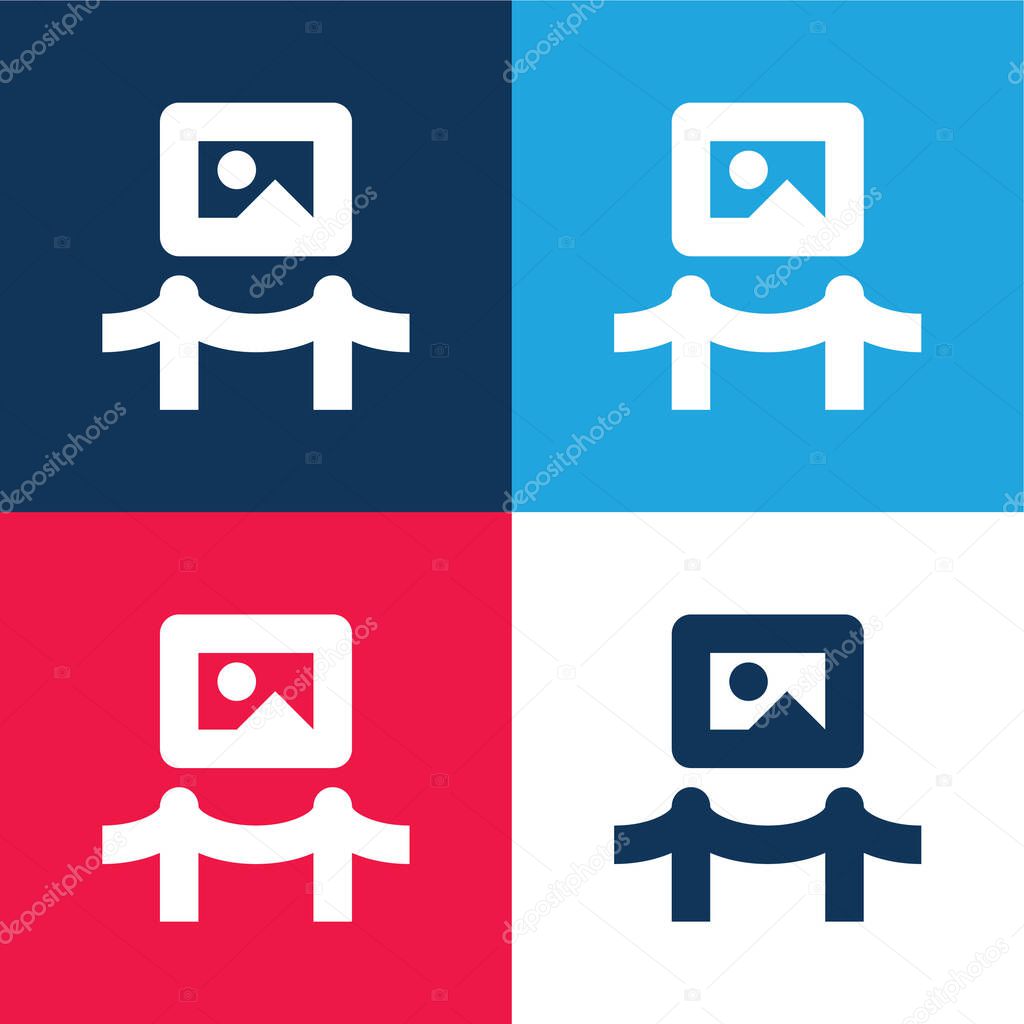 Art Museum blue and red four color minimal icon set