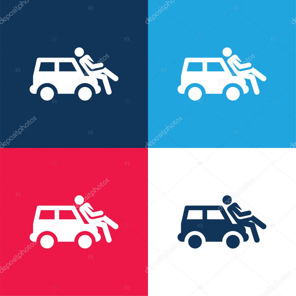 Accident blue and red four color minimal icon set