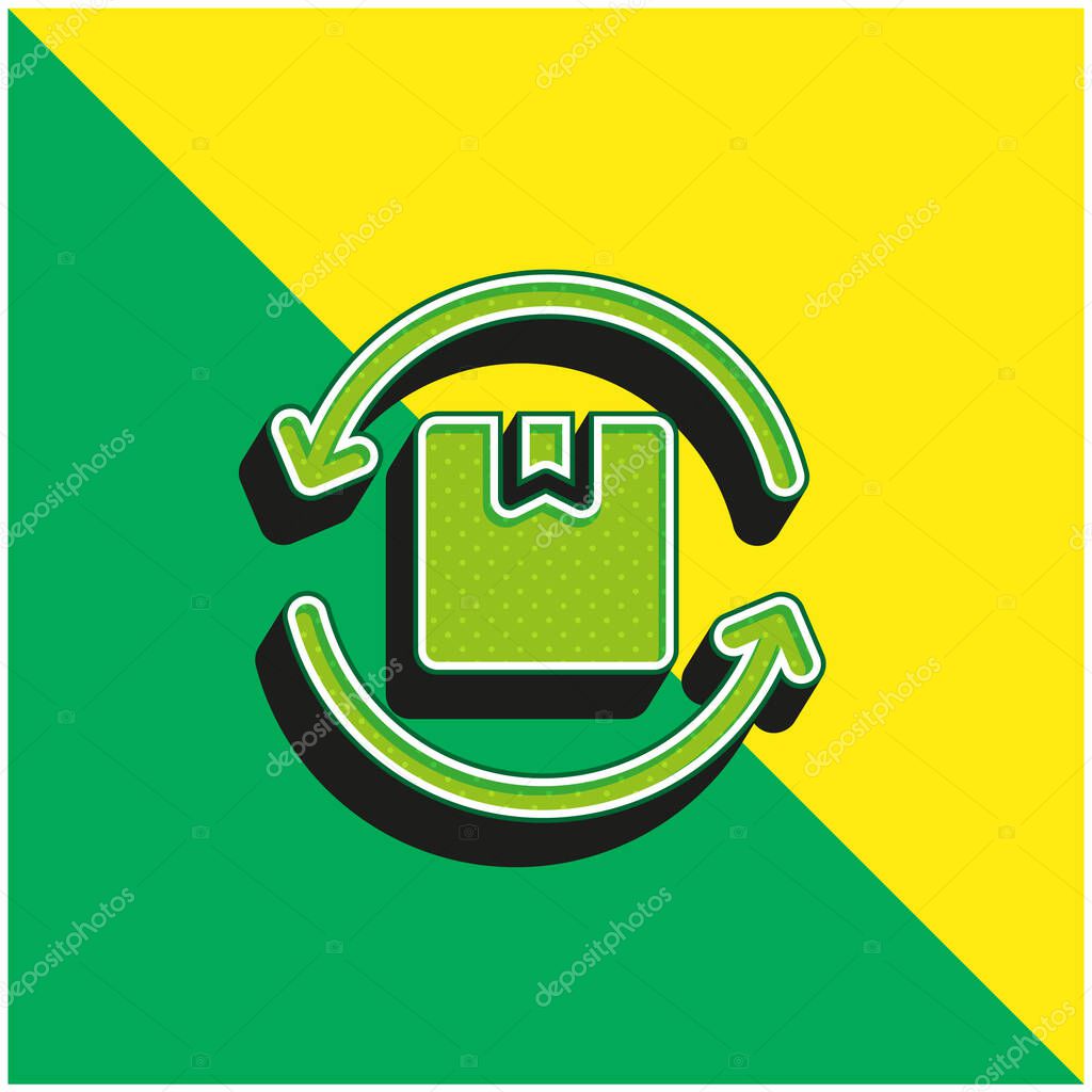 Box Green and yellow modern 3d vector icon logo