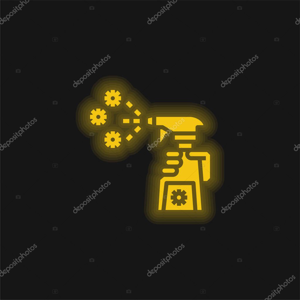 Antibacterial yellow glowing neon icon