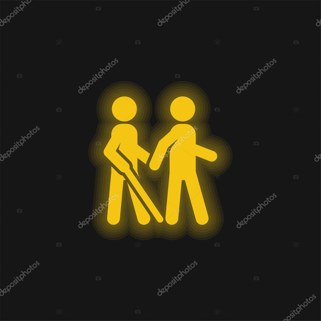 Blind yellow glowing neon icon