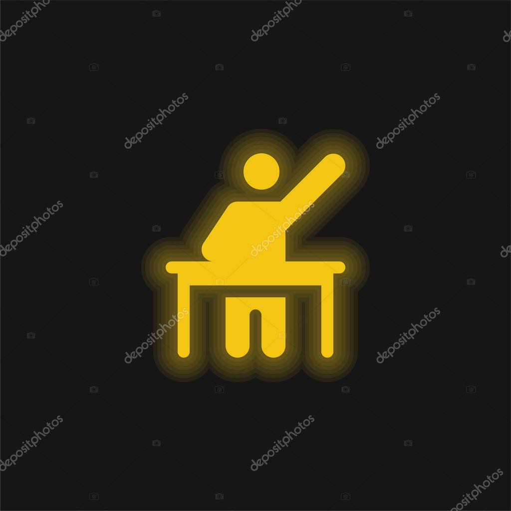 Asking yellow glowing neon icon