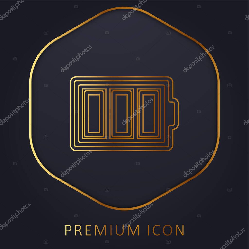 Battery Thin Outline Symbol In A Circle golden line premium logo or icon