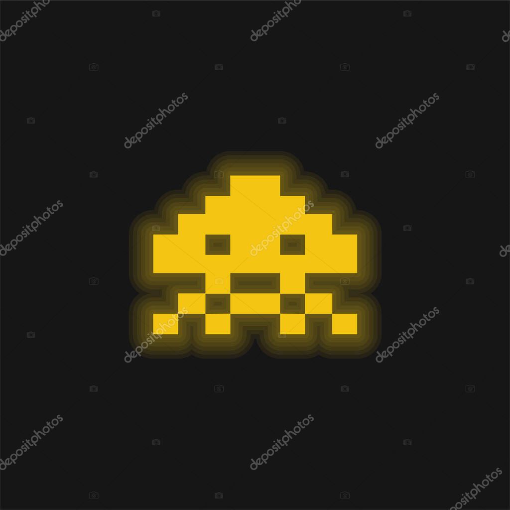 Alien Of Game yellow glowing neon icon