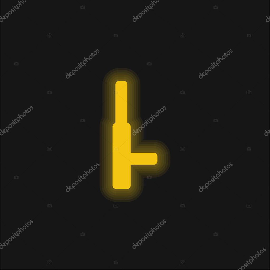 Baton yellow glowing neon icon