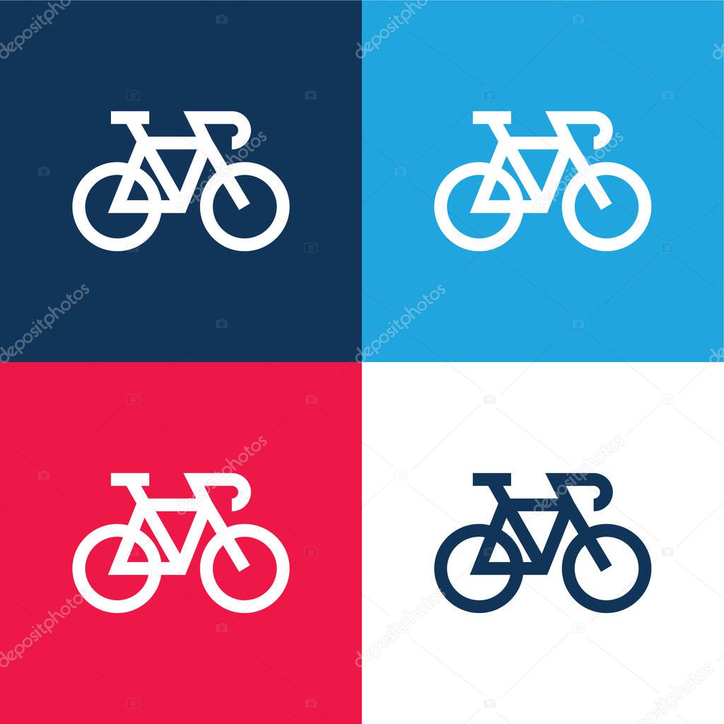 Bike blue and red four color minimal icon set