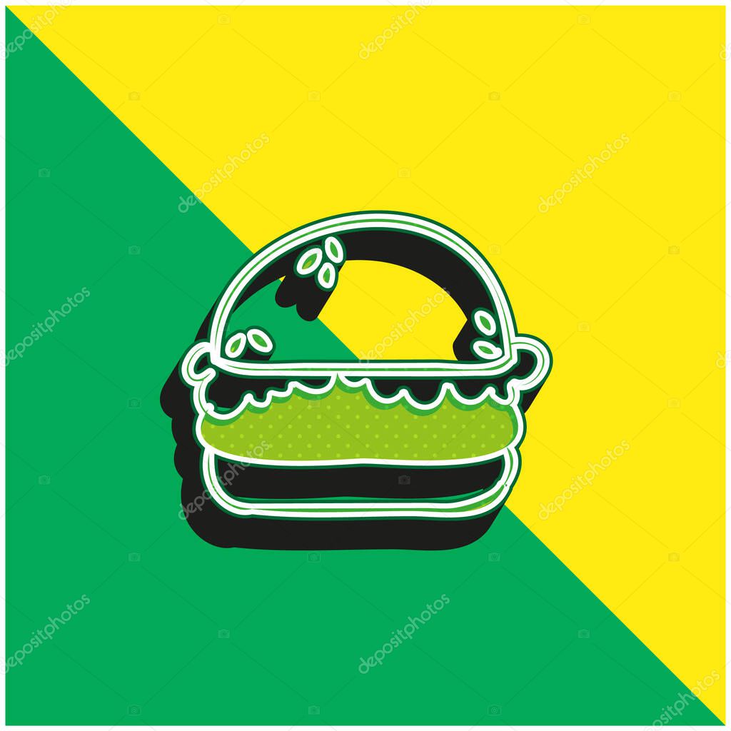 Bread Green and yellow modern 3d vector icon logo