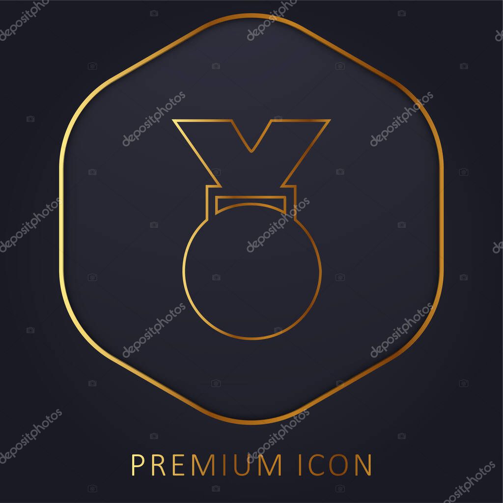 Award Medal golden line premium logo or icon