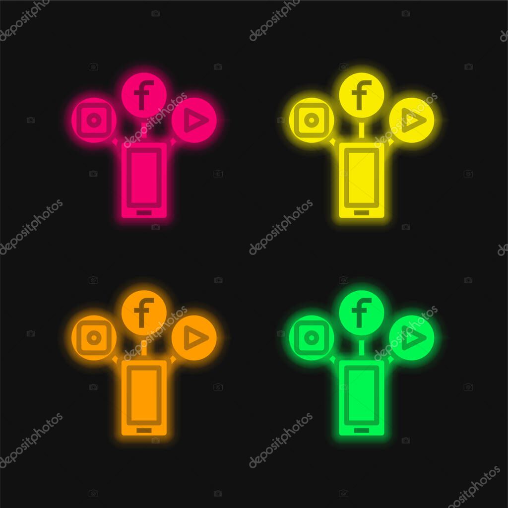 App four color glowing neon vector icon