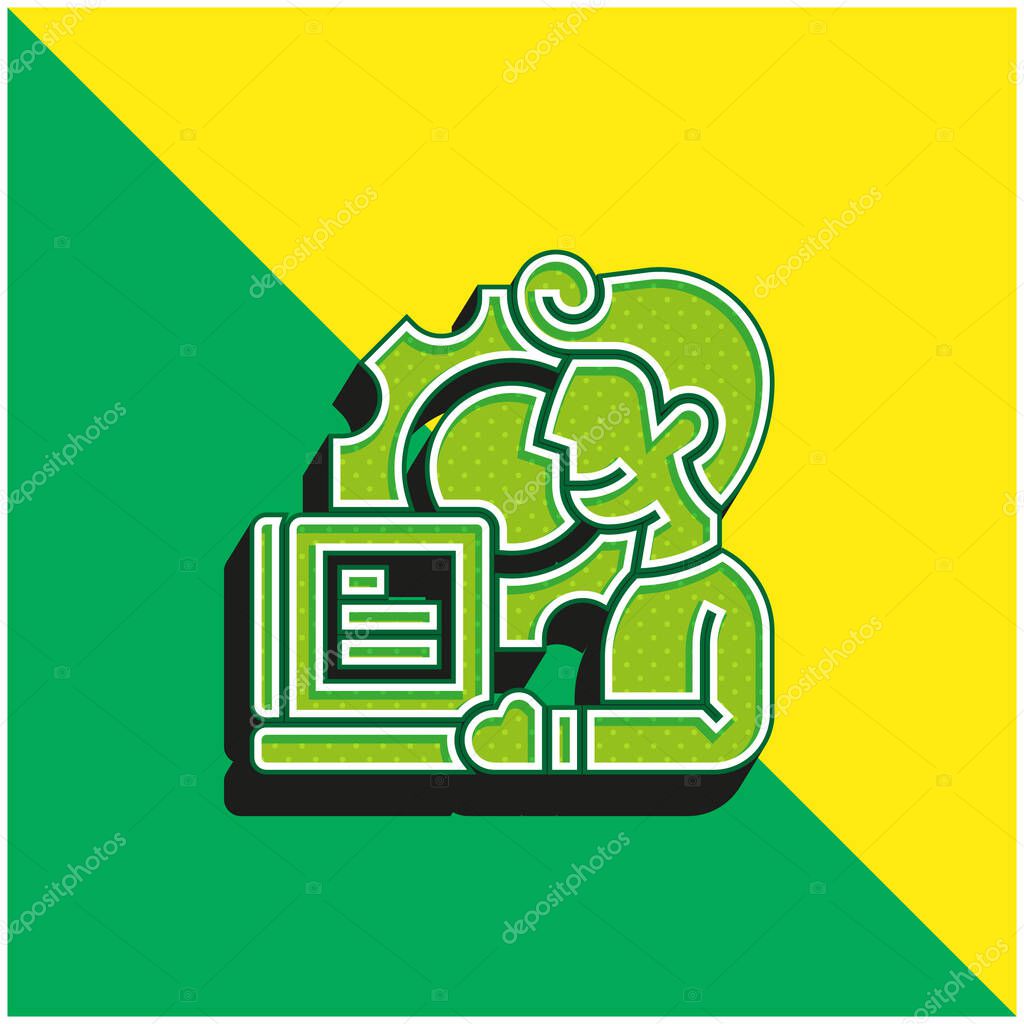 Application Green and yellow modern 3d vector icon logo