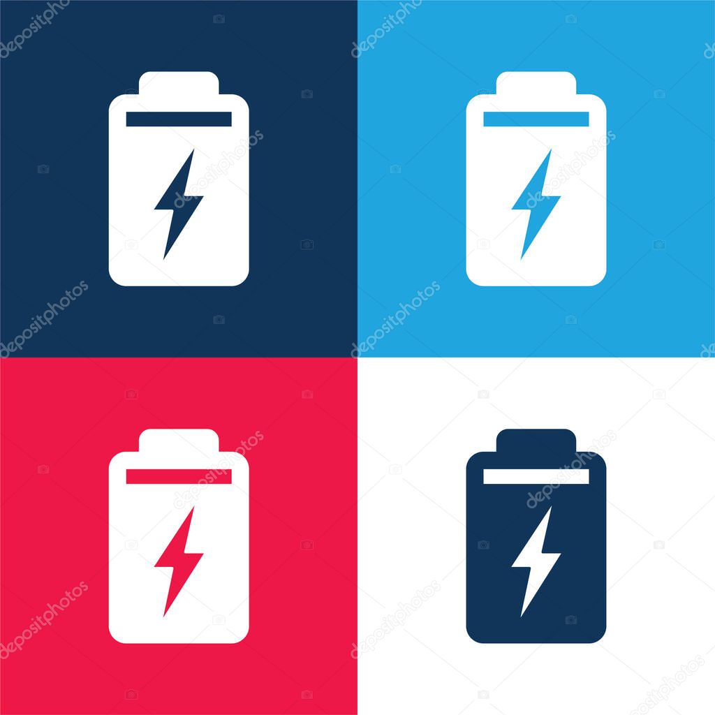 Battery blue and red four color minimal icon set