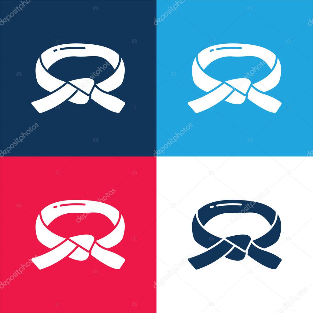 Black Belt blue and red four color minimal icon set