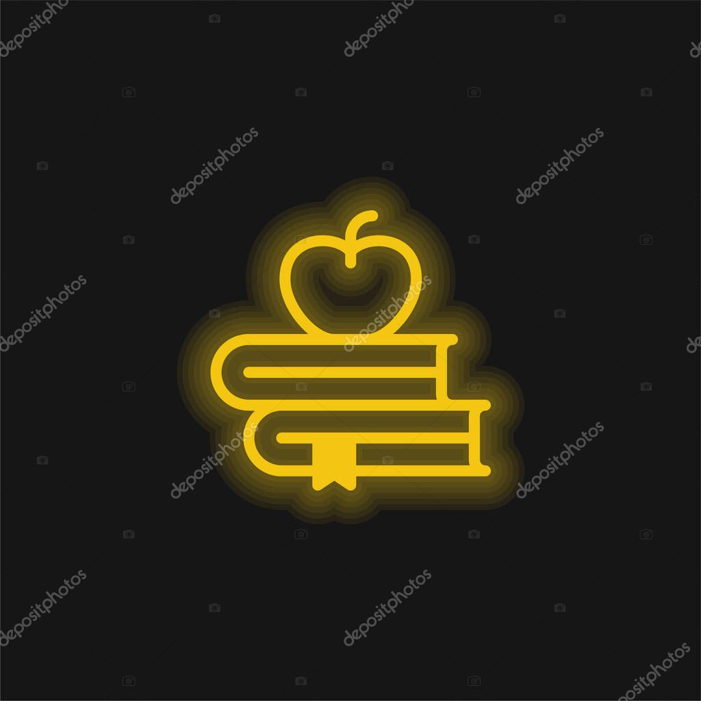 Book yellow glowing neon icon