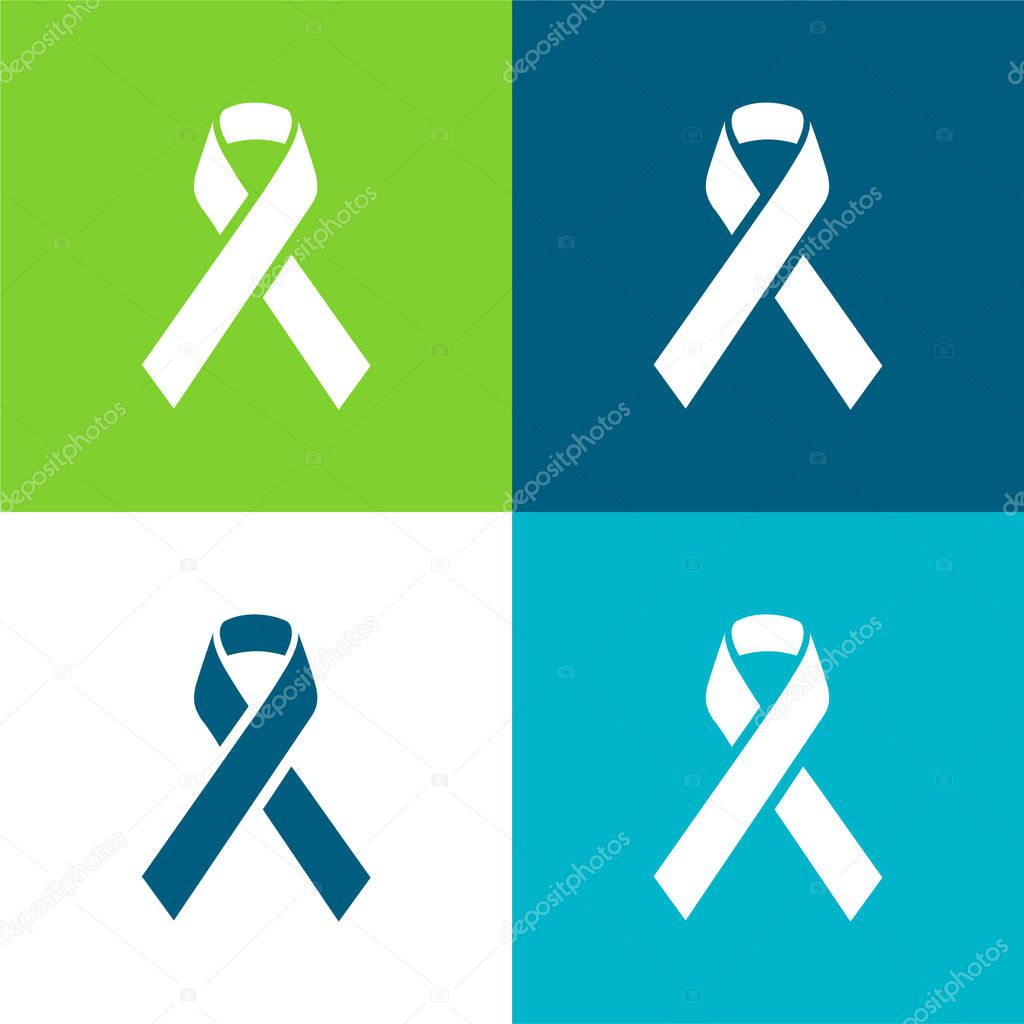 Awareness Ribbon Flat four color minimal icon set