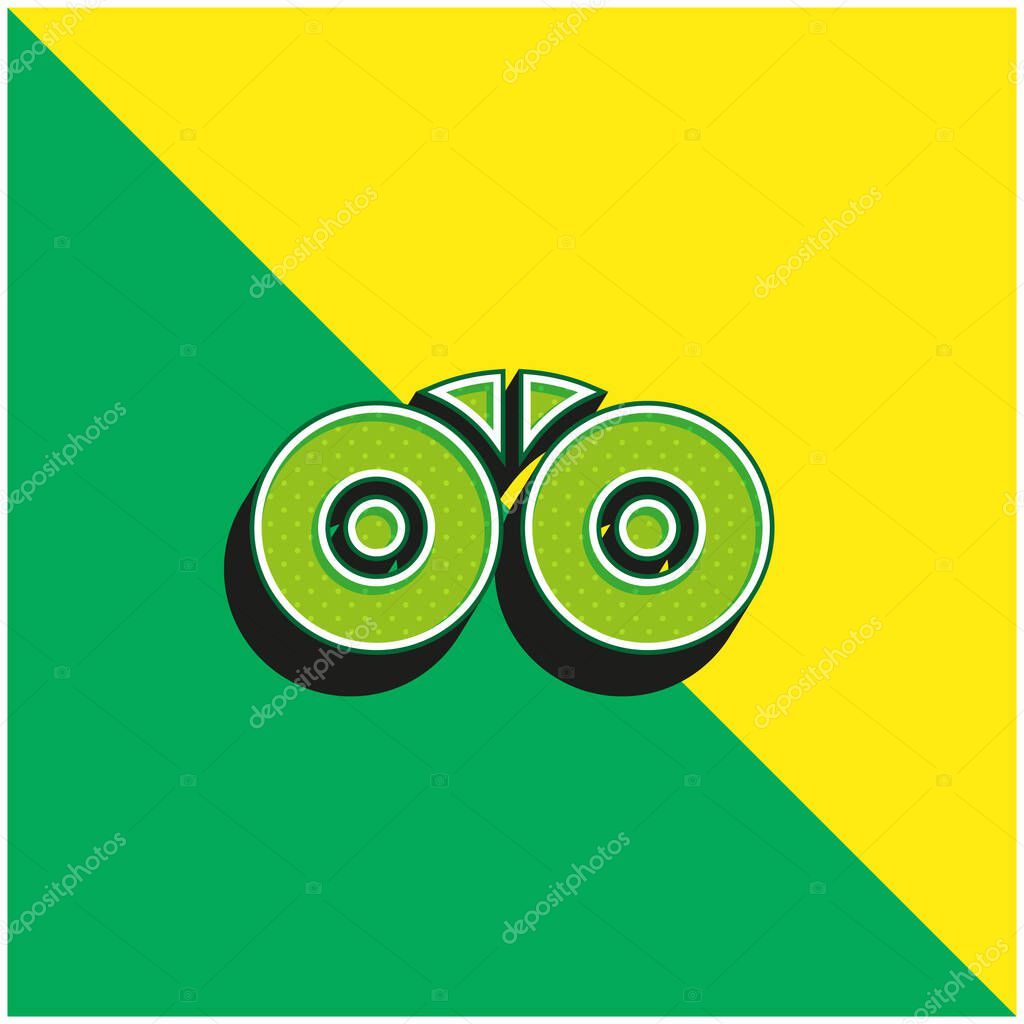 Binoculars Green and yellow modern 3d vector icon logo