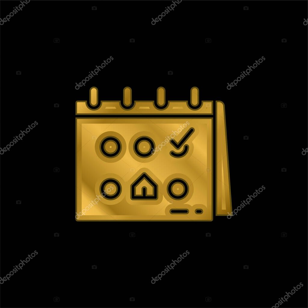 Booking gold plated metalic icon or logo vector