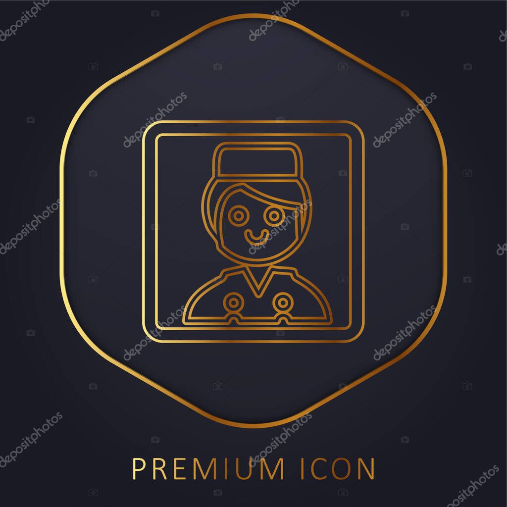 Bell Boy Portrait golden line premium logo or icon